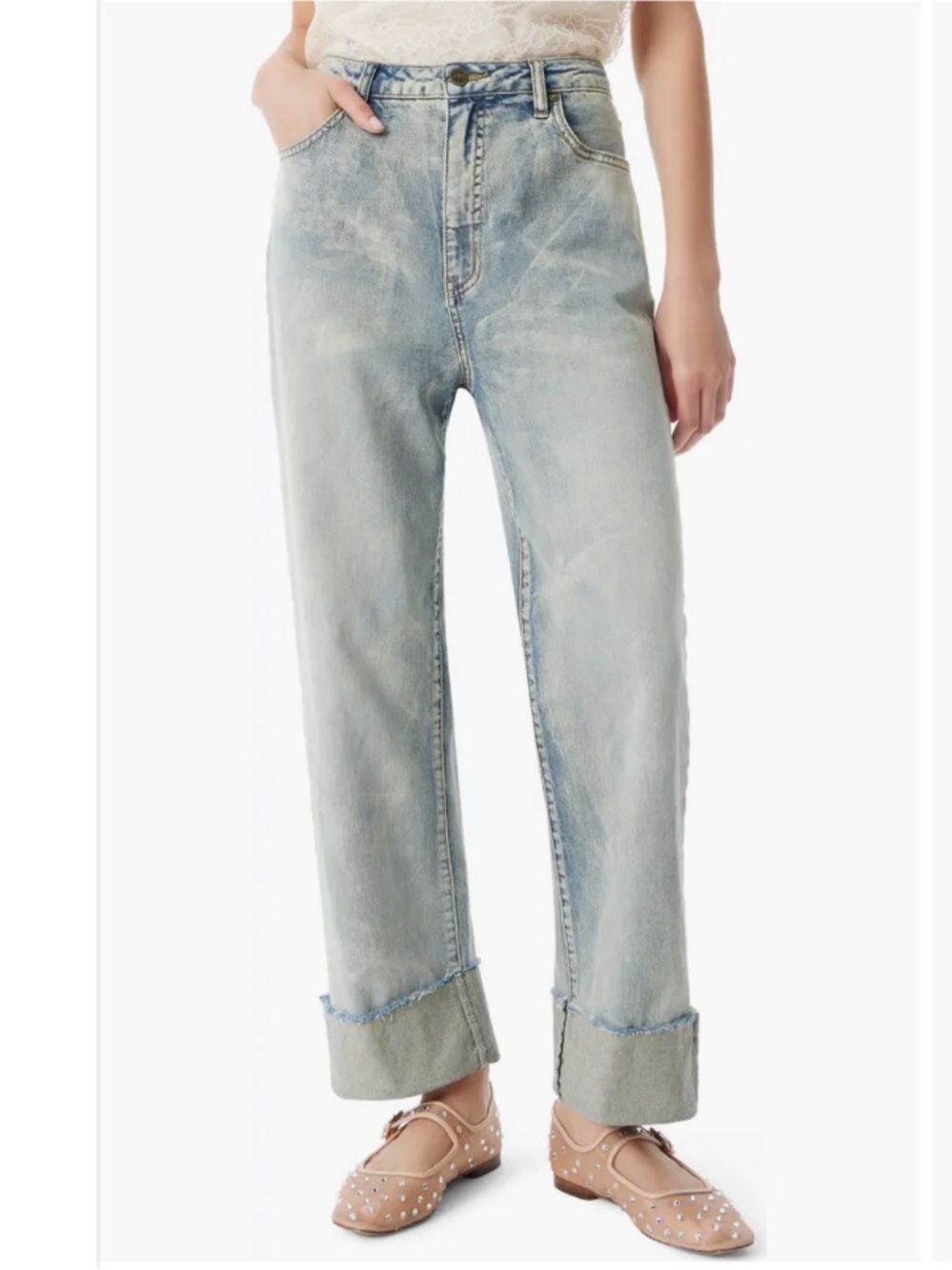 Robert Rodriquez Wide Leg High Rise wide Cuff Light Wash Jeans Size 12